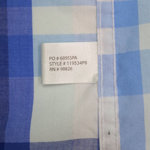 U.S. Polo Assn. Mens Blue Plaid Short Sleeve Button-Up Shirt XL Cotton Polyester - Picture 6 of 8